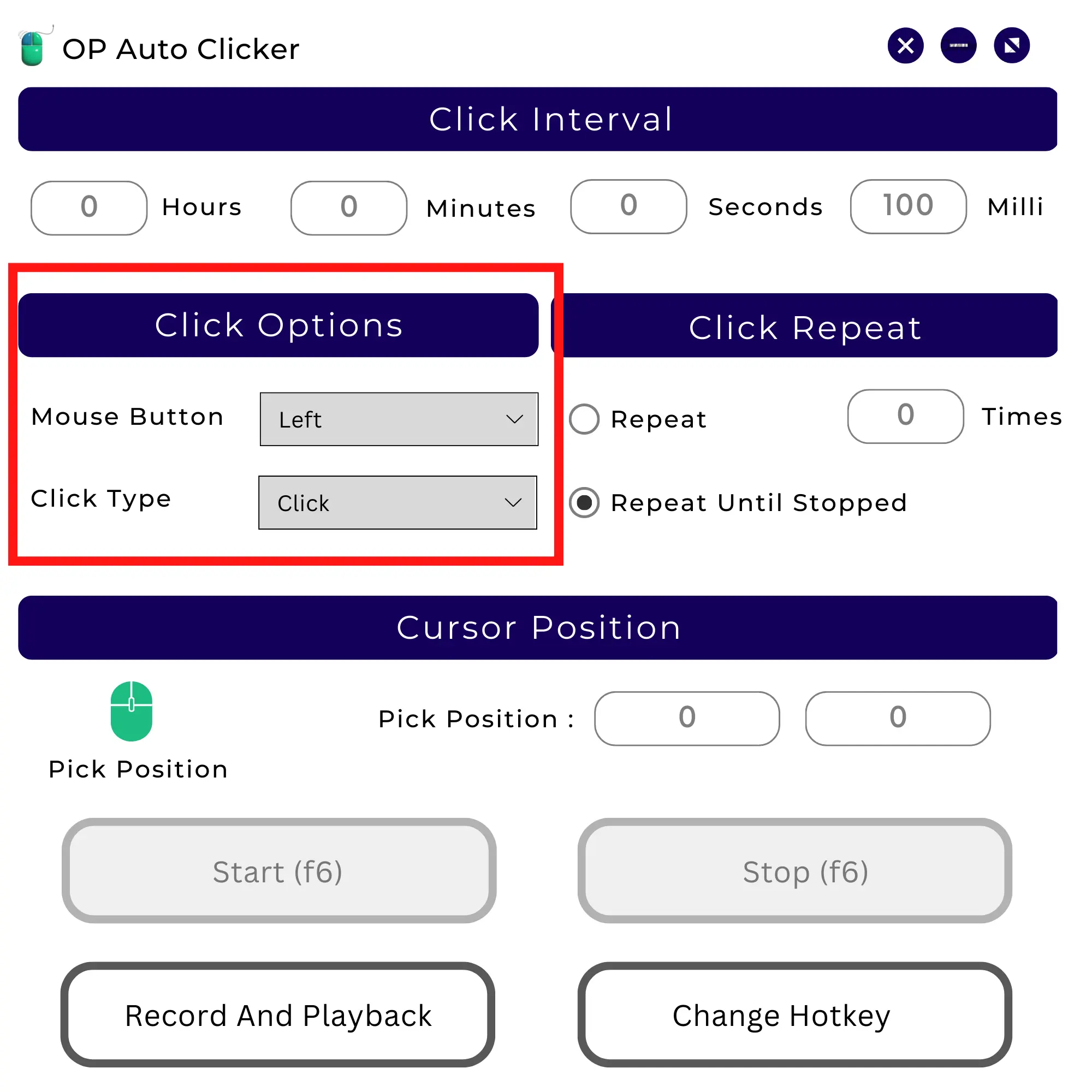 Choose Click Type Choose Click Type